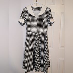 1950’s Style Swing Dress Black White Gingham Pockets Lucy Ethel Costume